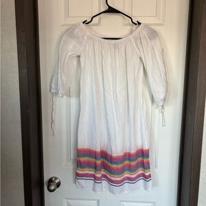 J. Crew White Dress with Colorful Stripes